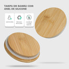 Kit 9 Potes Mantimentos Vidro Herméticos Com Tampa Bambu Alta Resistência Epsilon EPS-709