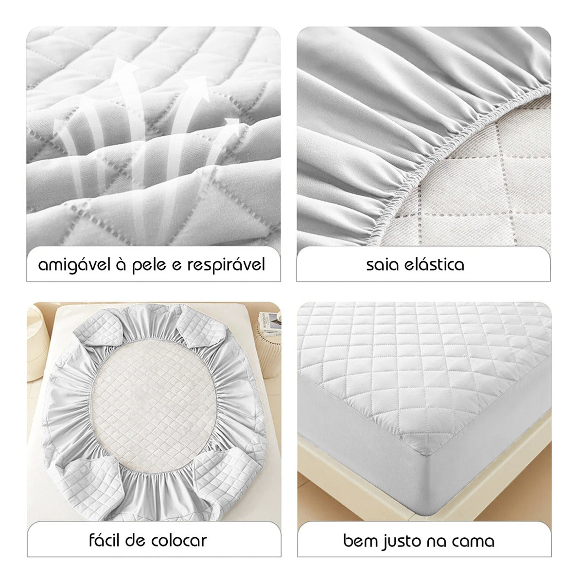Capa Protetor Colchão Queen Impermeável Matelado Cores Cor Branco