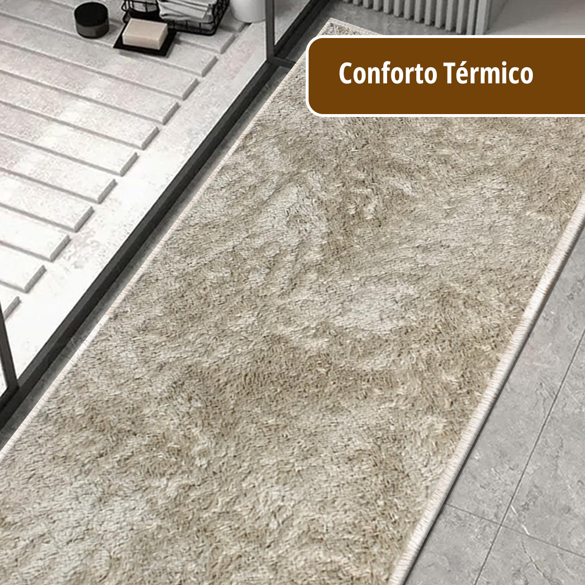 1 Tapete Banheiro Antiderrapante Absorvente 50x100 Oa Cl Mbg Cor MESCLA BEGE Marfim Nude
