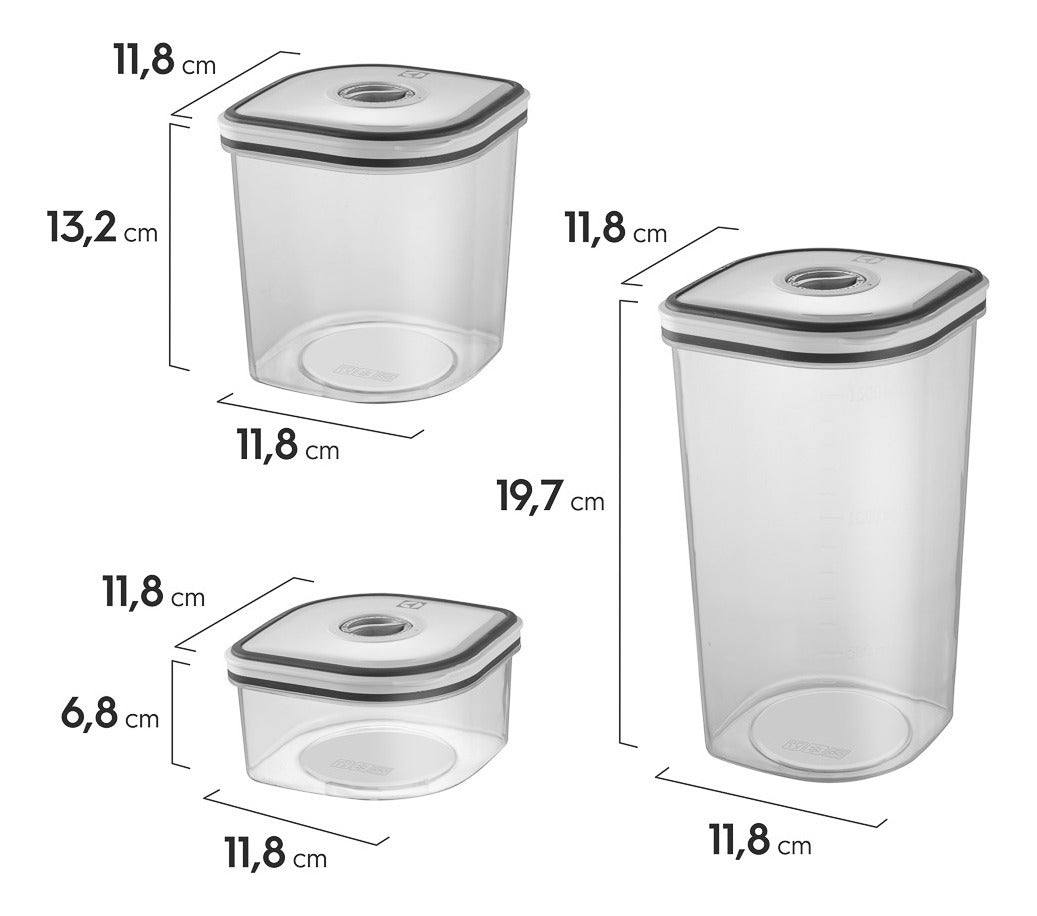 Kit Potes Plásticos Transparente com Tampa Branca 8 Unidades Electrolux