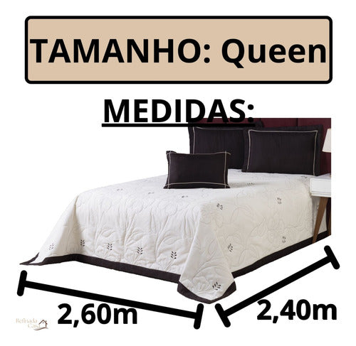 Kit Cobre Leito Queen 5 Peças Bordado Percal 400 Fios Luxo