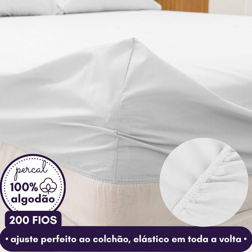 Jogo De Cama Casal Algodão Percal 200 Fios Confortavel Macio