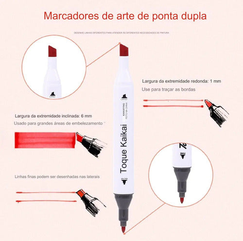 Conjunto Canetinhas Coloridas Com Ponta Dupla - Kit 24 Cores